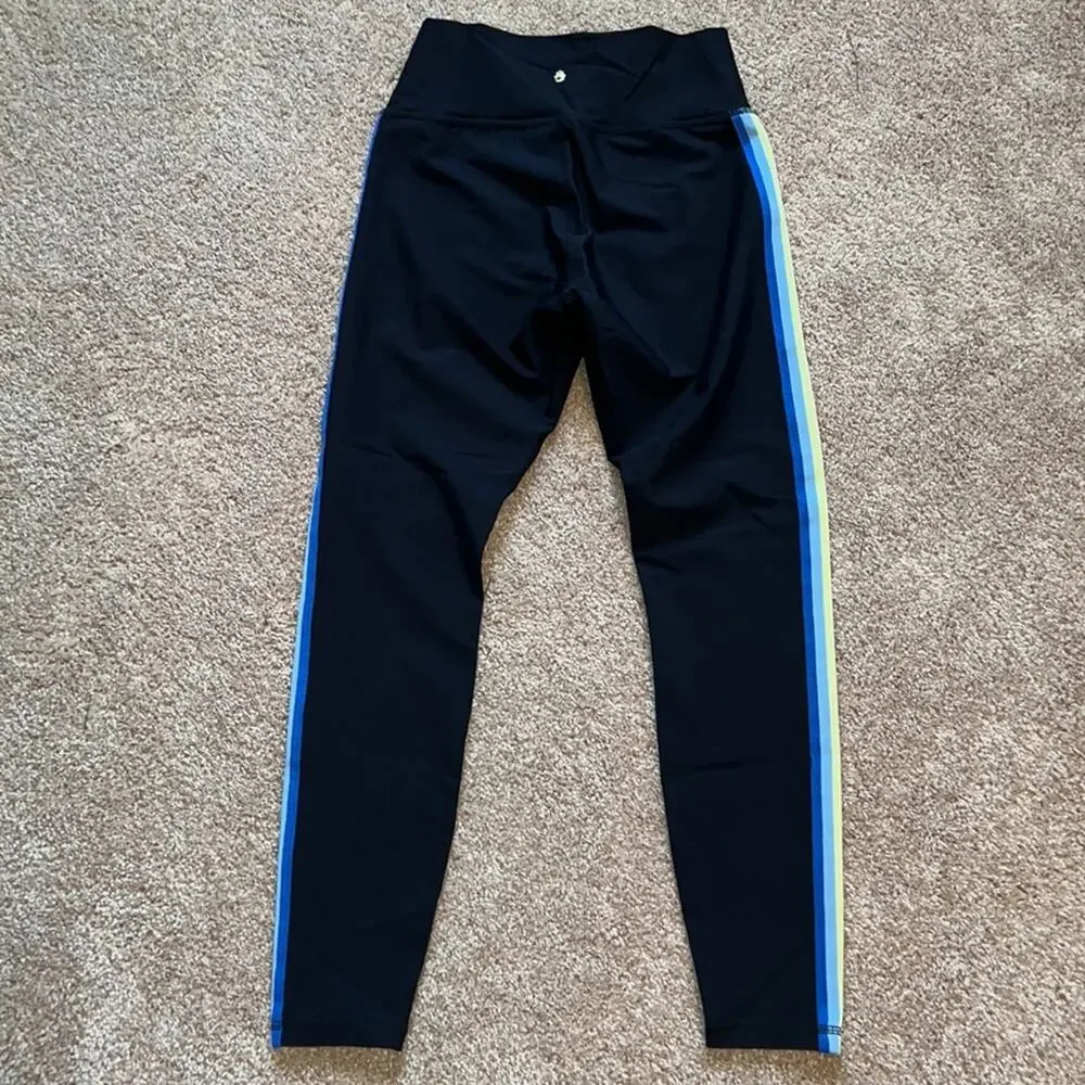 Spiritual Gangster Rainbow Striped Leggings Size M - Picture 5 of 8